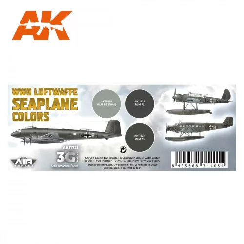 Acrylics 3rd generation WWII Luftwaffe Seaplane Colors SET 3G