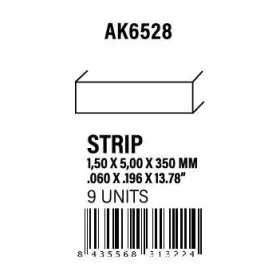 AK-Interactive Strips 1.50 x 5.00 x 350mm - STYRENE STRIP