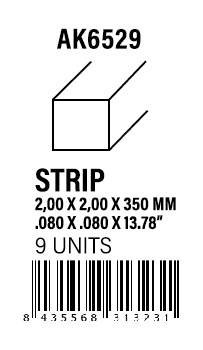 AK-Interactive Strips 2.00 x 2.00 x 350mm - STYRENE STRIP
