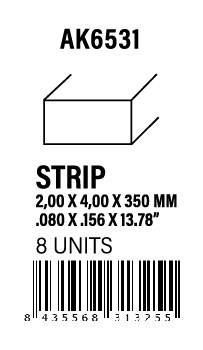 AK-Interactive Strips 2.00 x 4.00 x 350mm - STYRENE STRIP