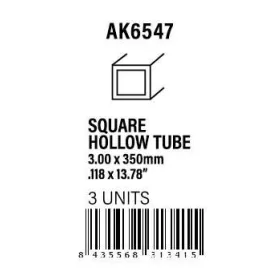   AK-Interactive Square hollow tube 3.00x350mm(0,7mm)-STYRENE STRIP