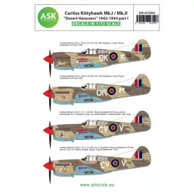   ASK decal 1:72 Curtiss Kittyhawk Mk.I / Mk.II ”Desert Harassers” 1942-1944 part I