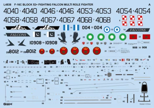 Great Wall Hobby 1:48 F-16C Block 52+ Fighting-Falcon Multirole Fighter Export Version (Polish, Greek, Pakistan decals)