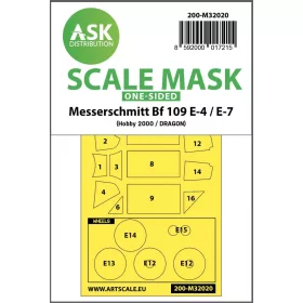   ASK mask 1:32 Messerschmitt Bf 109E-4 & E-7 one-sided express masks for Hobby2000, Dragon, HGW kit