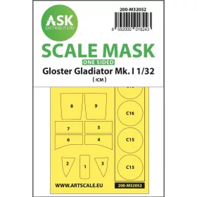   ASK mask 1:32 Gloster Gladiator Mk.I one-sided painting mask for Revell / ICM