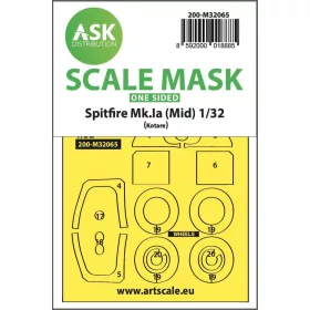   ASK mask 1:32 Spitfire Mk.Ia (mid) one-sided express fit and self adhesive mask for Kotare