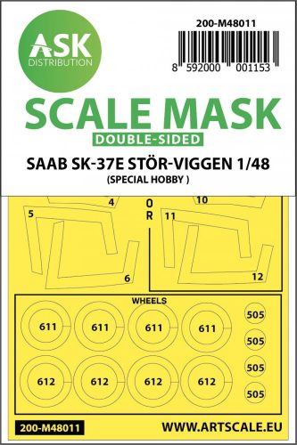 ASK mask 1:48 SAAB SK-37E StĂ¶r-Viggen double-sided painting mask for Special Hobby