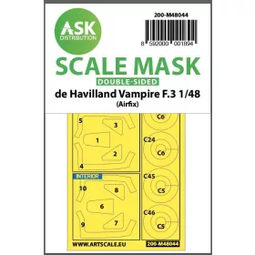   ASK mask 1:48 De Havilland Vampire F.3 double-sided painting mask for Airfix