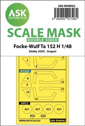 ASK mask 1:48 Focke-Wulf Ta 152 H double-sided express mask for Hobby2000, Dragon