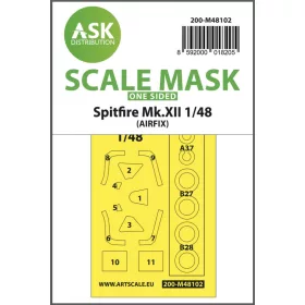   ASK mask 1:48 Spitfire Mk.XII one-sided mask self-adhesive, pre-cutted for Airfix