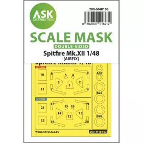   ASK mask 1:48 Spitfire Mk.XII double-sided mask self-adhesive, pre-cutted for Airfix