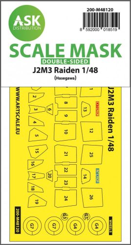 ASK mask 1:48 J2M3 Raiden double-sided express mask, self-adhesive and pre-cutted for Hasegawa