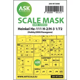   ASK mask 1:72 Heinkel He 111H-2/H-3 one-sided painting mask for Hasegawa / Hobby2000