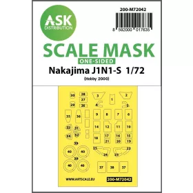   ASK mask 1:72 Nakajima J1N1-S one-sided painting mask for Hobby2000 / Fujimi