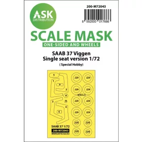  ASK mask 1:72 SAAB 37 Viggen single seater one-sided painting mask for Special Hobby