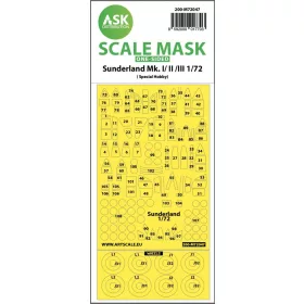   ASK mask 1:72 Sunderland Mk.I, Mk.II, Mk.III one-sided painting mask for Special Hobby