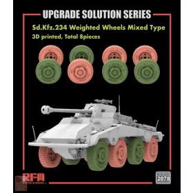   Ryefield model 2078 1:35 Sd.Kfz.234/4 3D Printed wheels mixed type (Type A 4pcs + Type B)