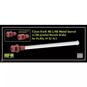   Ryefield model 2083 1:35 7,5cm KwK 40 L/48 Metal barrel w/3D printed Muzzle Brake for Pz.Kfz. IV G/ H/J