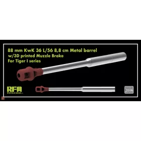   Ryefield model 2086 1:35 88 mm KwK 36 L/56 8,8 cm Metal barrel w/3D printed Muzzle Brake For Tiger I series