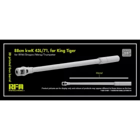   Ryefield model 2097 1:35 3D printed Gun barrel 88mm kwK 43L/71 for King Tiger, for RFM//Dragon/Meng/Trumpeter