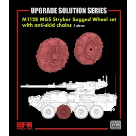   Ryefield model 1:35 M1128 MGS Stryker Sagged Wheel set with anti-skid chains, 2 pieces