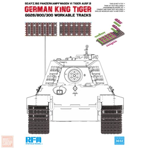 Ryefield model 3032 1:35 Gg26/800/300 Workable Tracks for Kingtiger series (plastics)