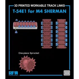   Ryefield model 1:35 3D Printed workable tracks with One-piece Sprocket, T-54E1 for M4,M4A1,M4A2,M4A3,M4A4