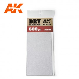 AK Interactive Dry Sandpaper 600 Grit. 3 units