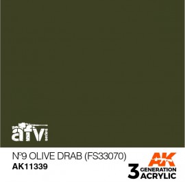 Acrylics 3rd generation Nº9 Olive Drab (FS33070)