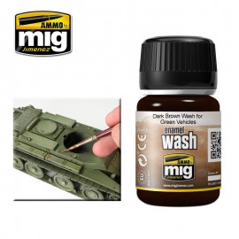 Ammo by Mig Dark Brown WASH for Green Vehicles