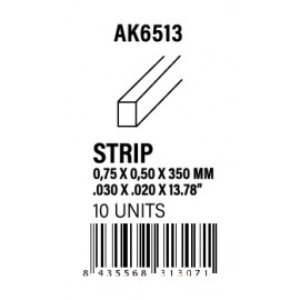 AK-Interactive Strips 0.75 x 0.50 x 350mm - STYRENE STRIP