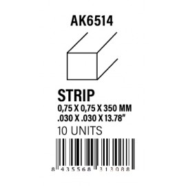 AK-Interactive Strips 0.75 x 0.75 x 350mm - STYRENE STRIP