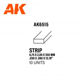 AK-Interactive Strips 0.75 x 2.00 x 350mm - STYRENE STRIP