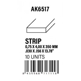 AK-Interactive Strips 0.75 x 4.00 x 350mm - STYRENE STRIP