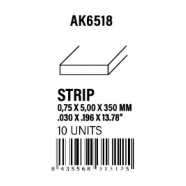 AK-Interactive Strips 0.75 x 5.00 x 350mm - STYRENE STRIP