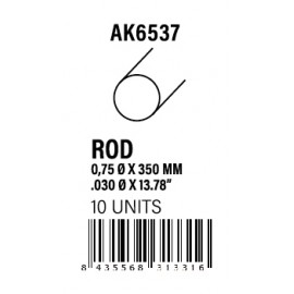 AK-Interactive Rod 0.75 diameter x 350mm - STYRENE STRIP