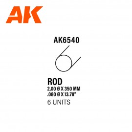 AK-Interactive Rod 2.00 diameter x 350mm - STYRENE STRIP