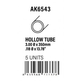 AK-Interactive Hollow tube 3.00dx350mm (W.T. 0,7mm)-STYRENE STRIP