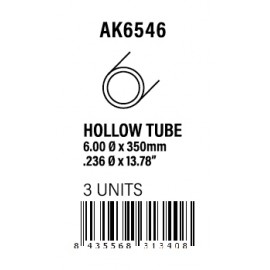 AK-Interactive Hollow tube 6.00dx350mm (W.T. 0,7mm)-STYRENE STRIP