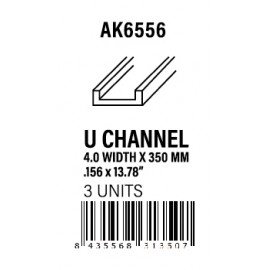 AK-Interactive U Channel 4.0 width x 350mm - STYRENE STRIP