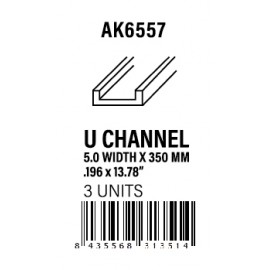 AK-Interactive U Channel 5.0 width x 350mm - STYRENE STRIP