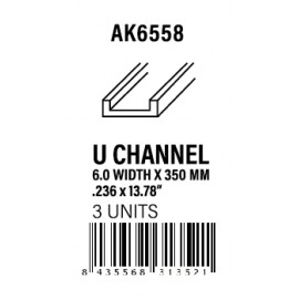 AK-Interactive U Channel 6.0 width x 350mm - STYRENE STRIP
