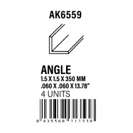 AK-Interactive Angle 1.50 x 1.50 x 350mm - STYRENE STRIP